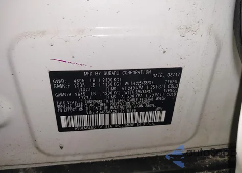 2018 Subaru Outback 2.5I z USA, uszkodzony, nr VIN 4S4BSAAC6J3215296